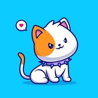 mignonne chat portant collier pointe animal de compagnie dessin animé vecteur
