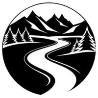 rivière avec Montagne logo concept plat style illustration vecteur