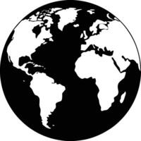 noir une grand globe silhouette sur blanc Contexte vecteur