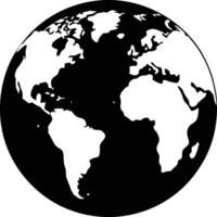 noir une grand globe silhouette sur blanc Contexte vecteur