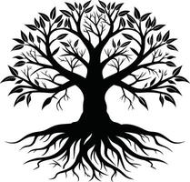 silhouette de une arbre avec les racines vecteur
