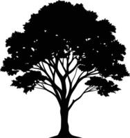 noir gencive arbre silhouette sur blanc Contexte vecteur