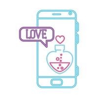 smartphone avec bulle de dialogue en néon, Saint Valentin vecteur