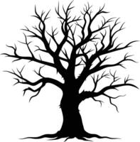 noir mort arbre silhouette sur blanc Contexte vecteur