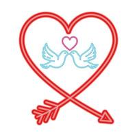 silhouette de coeur en néon, saint valentin vecteur