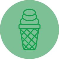 la glace crème cône vert ligne cercle icône conception vecteur