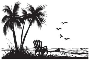 plage noir et blanc isolé icône illustration vecteur