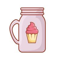 Mug avec icône isolé cupcake vecteur