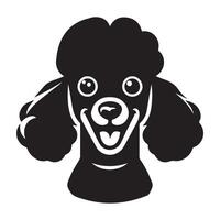 caniche chien logo - une amusé caniche chien visage illustration dans noir et blanc vecteur