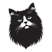 chat silhouette - sceptique ragdoll chat chat visage illustration sur une blanc Contexte vecteur