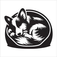 une pembroke gallois corgi illustration dans noir et blanc fonctionnement vecteur