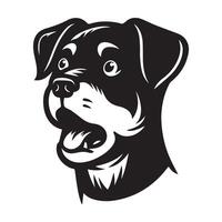rottweiler chien - une surpris rottweiler chien visage illustration dans noir et blanc vecteur