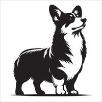 une pembroke gallois corgi permanent illustration dans noir et blanc vecteur