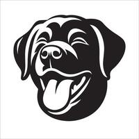 Labrador retriever silhouette - une en riant Labrador retriever visage illustration sur une blanc Contexte vecteur