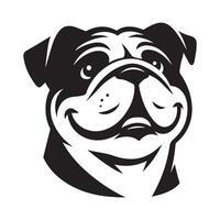 bouledogue logo - une gracieux bouledogue visage illustration dans noir et blanc vecteur