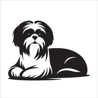une shih tzu chien séance illustration dans noir et blanc vecteur