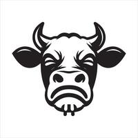 une dégoûté vache visage illustration dans noir et blanc vecteur