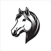 cheval clipart - solennel cheval visage illustration dans noir et blanc vecteur