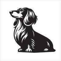 teckel chien - une teckel chien royal visage illustration dans noir et blanc vecteur