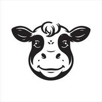 noir et blanc une rassurant vache visage illustration vecteur