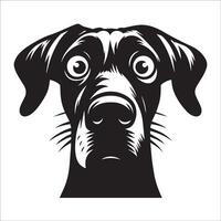 génial Danois chien - une génial Danois anxieux visage illustration dans noir et blanc vecteur
