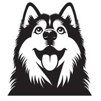 chien - une sibérien rauque chien espiègle visage illustration dans noir et blanc vecteur