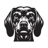 teckel chien - une teckel chien en colère visage illustration dans noir et blanc vecteur