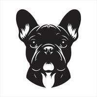 chien silhouette - une adorer français bouledogue visage illustration sur une blanc Contexte vecteur