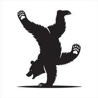 ours silhouette - une ours dans appui renversé illustration dans noir et blanc vecteur