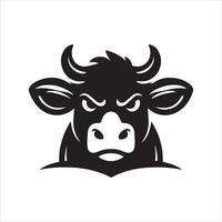 une grincheux vache tête silhouette illustration vecteur