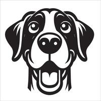 génial Danois chien - une génial Danois amusé visage illustration dans noir et blanc vecteur