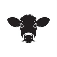 une curieuse vache visage avec large yeux silhouette illustration vecteur