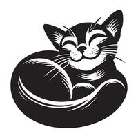 chat - une souriant abyssinien chat visage illustration dans noir et blanc vecteur