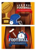 set poster de football américain avec décoration vecteur