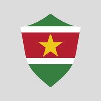 suriname drapeau dans bouclier forme Cadre vecteur