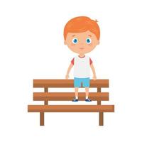 mignon petit garçon dans un personnage d'avatar de chaise en bois vecteur