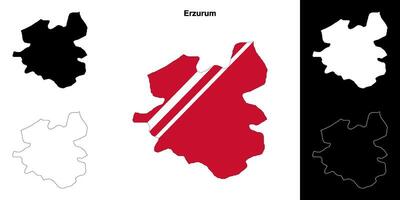 erzurum Province contour carte ensemble vecteur