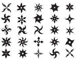 ninja étoiles silhouette sur blanc Contexte vecteur