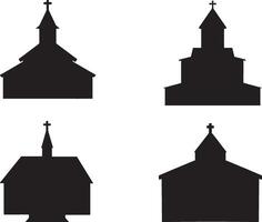 église silhouette sur blanc Contexte vecteur