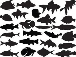 des poissons silhouette sur blanc Contexte vecteur