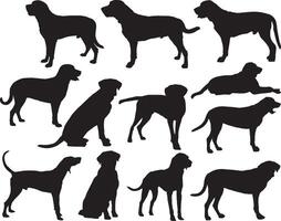 Broholmer chiens silhouette sur blanc Contexte vecteur