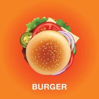 Burger vite nourriture concept main tiré esquisser illustration. vecteur