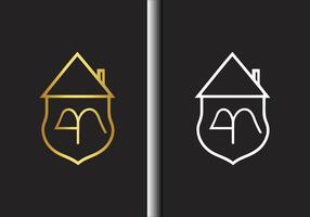 luxe maison logo modèle avec or Couleur vecteur