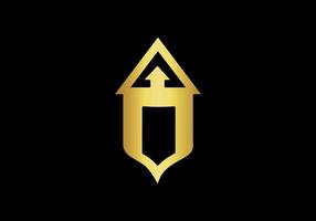 luxe maison logo modèle avec or Couleur vecteur