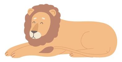 mignonne Lion pose dans plat conception. content faune animal de africain safari. illustration isolé. vecteur