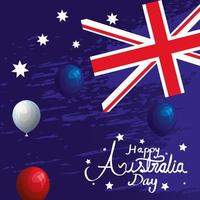 bonne journée australienne avec drapeau et ballons à l'hélium vecteur