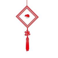décoration avec rat chinois suspendu icône isolé vecteur