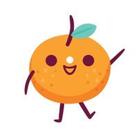 kawaii Orange fruit dessin animé sur blanc vecteur
