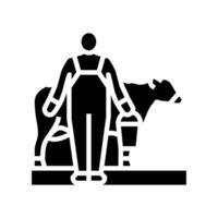 vache champ glyphe icône illustration vecteur