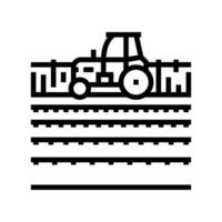 tracteur champ ligne icône illustration vecteur